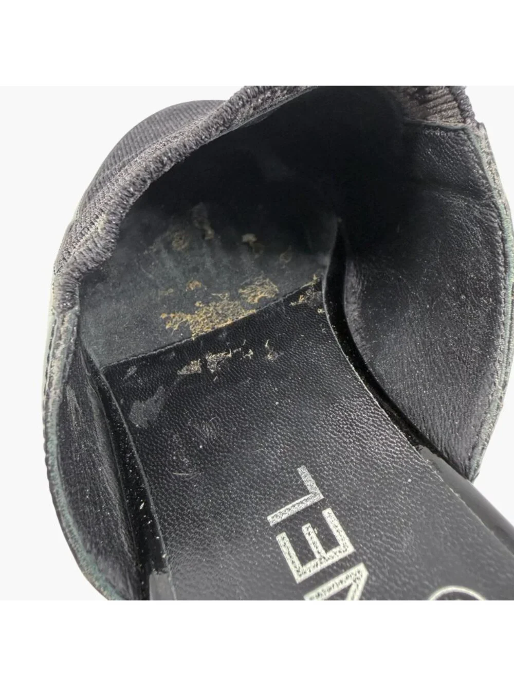 Chanel Logo Glitter Lurex Black Patent Leather Mule Flats Size 39 C US 8-8.5